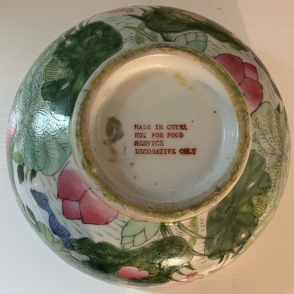 Floral Hand Painted Gold Trim Decorative Bowl Made in China Vintage - Picture 6 of 7